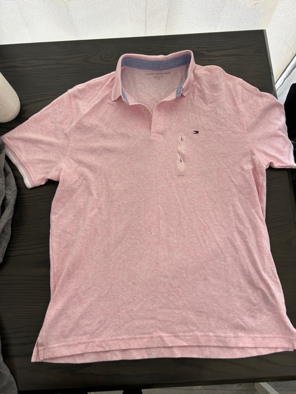 Tommy Hilfiger Men’s Light Pink Polo with Contrast Collar
